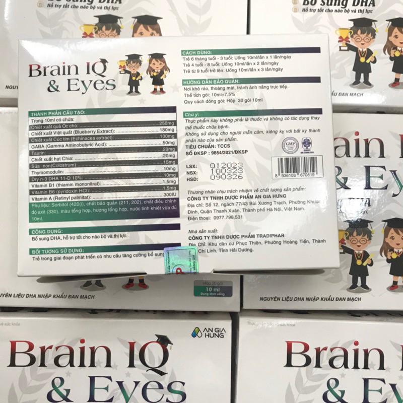 Dung dịch bổ sung DHA tốt cho não bộ và thị lực BRAIN IQ &EYES cho trẻ từ 6 tháng tuổi trẻ em dạng gói nước vị ngon