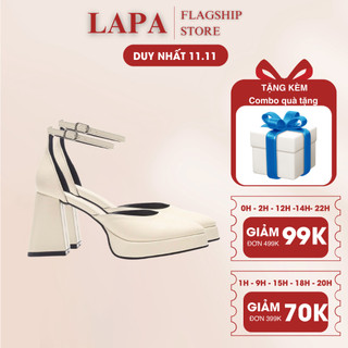 Giày cao gót nữ marry jane đế vuông 15cm tiện lợi, guốc nữ LAPA mũi vuông quai mảnh êm chân - LP083