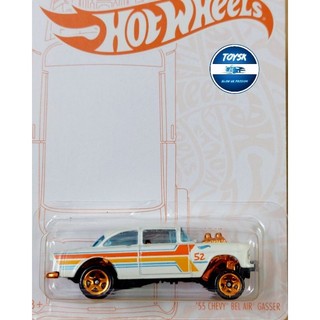 Toysk xe mô hình 55 Chevy Belair Gasser Hotwheels basic Trắng tỷ lệ 1:64