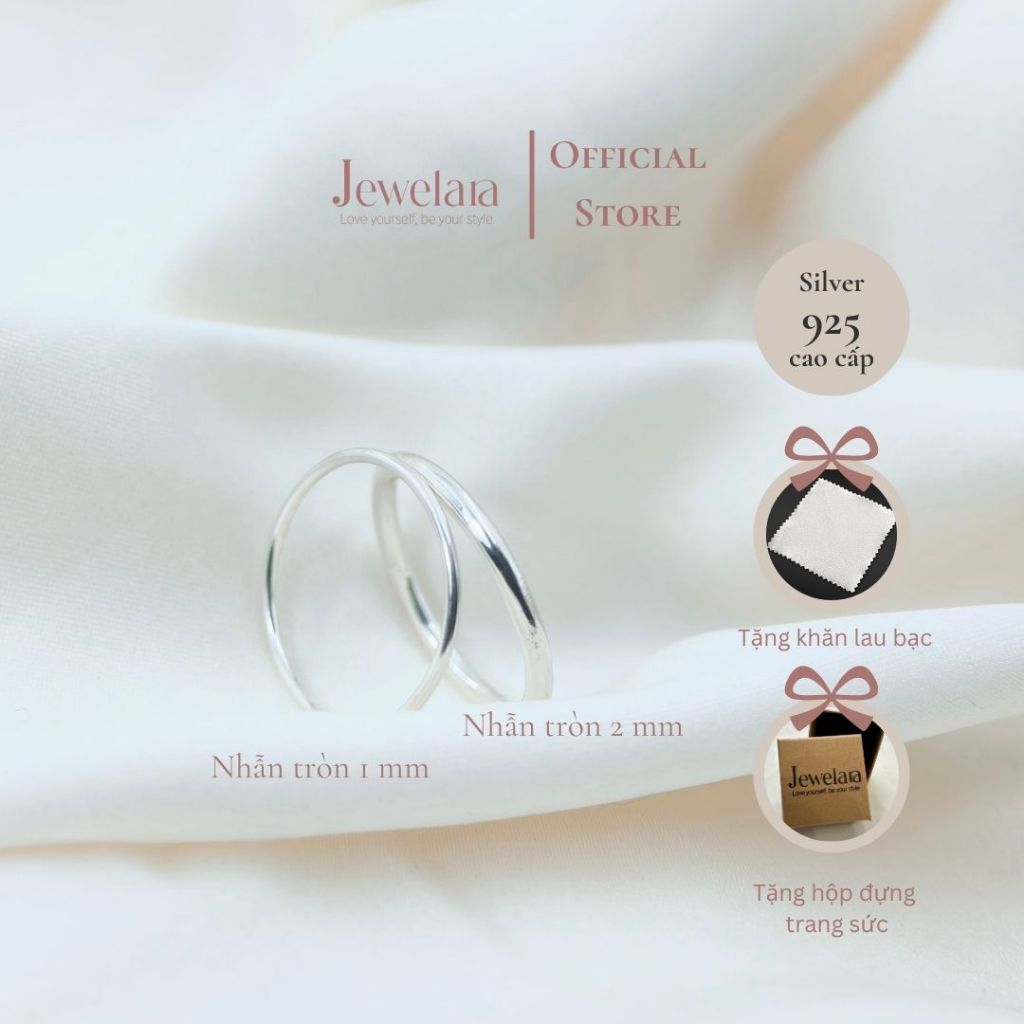 Nhẫn Bạc 925 Jewelara Tròn Trơn 2mm