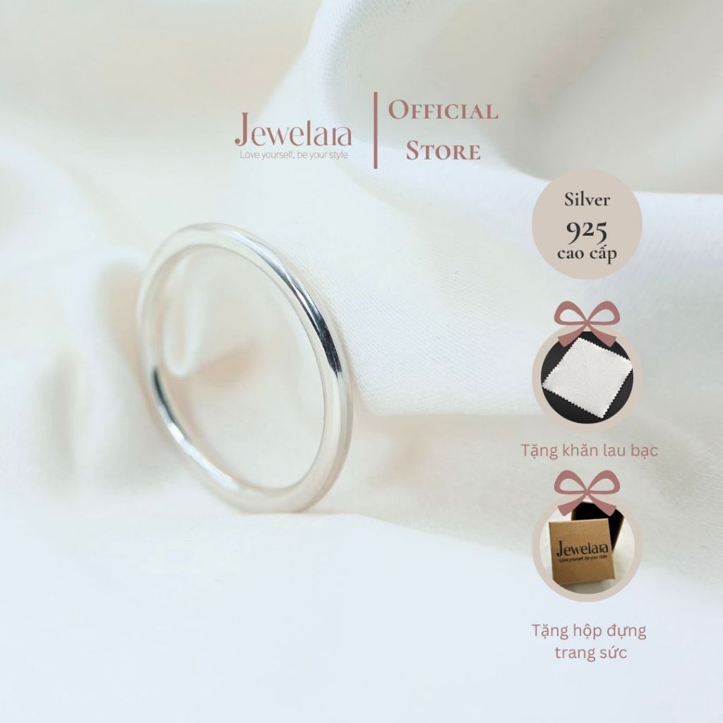 Nhẫn Bạc 925 Jewelara Tròn Trơn 2mm