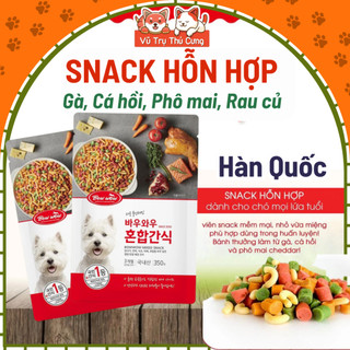 Bánh thưởng cho chó Snack hỗn hợp Bowwow Hàn Quốc vị Phô mai, Cá hồi, Rau củ