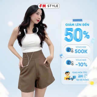 Quần đùi kaki nữ giả váy FM STYLE lưng cao ống rộng phong cách Hàn Quốc hiện đại trẻ trung 220130503