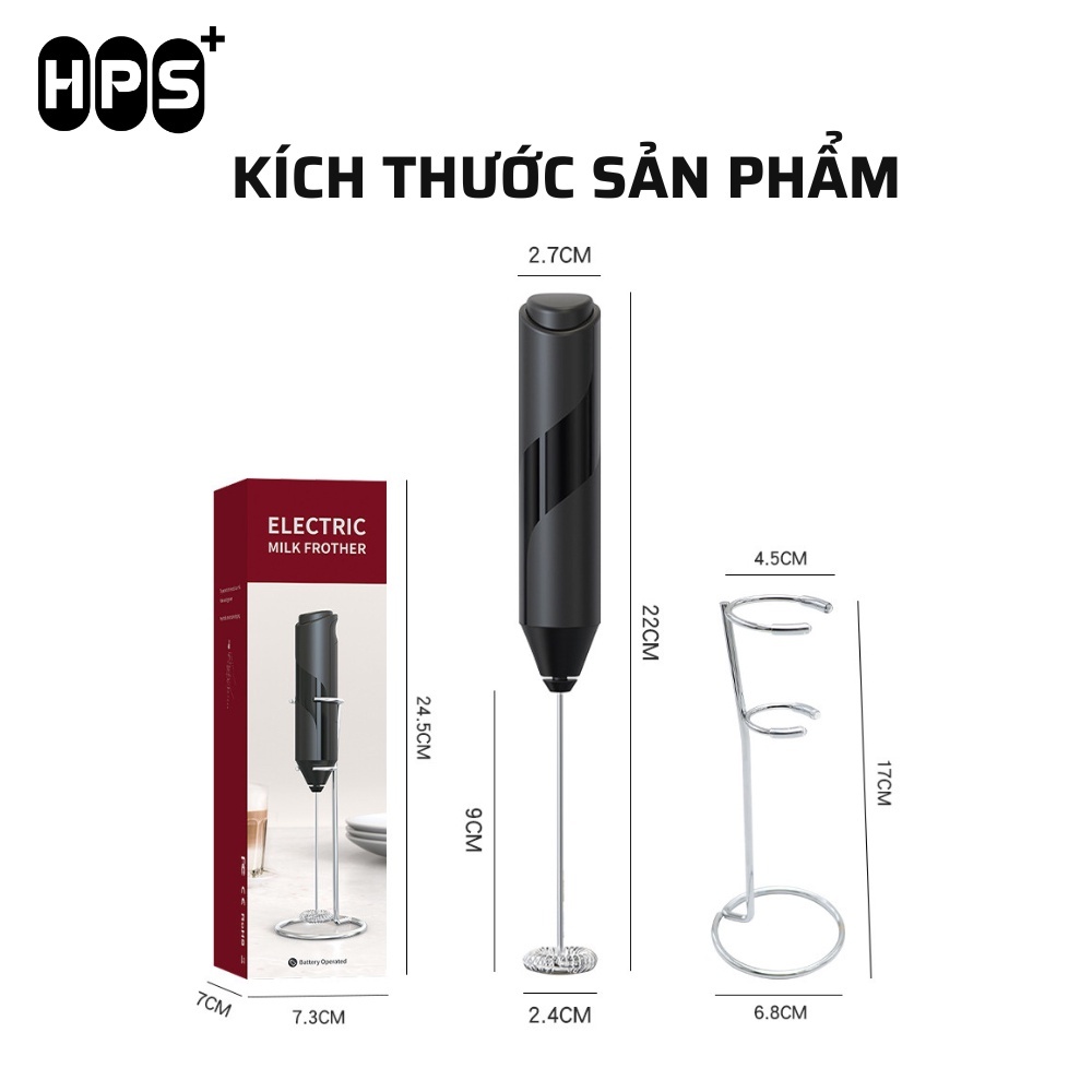 Máy đánh trứng cầm tay sử dụng pin, Máy tạo bọt cà phê cầm tay mini - Nhựa ABS, inox 304 cao cấp