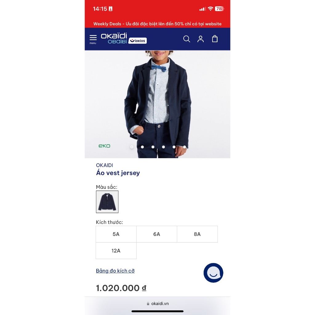 Áo vest thun xuất Pháp cho bé trai AOK003