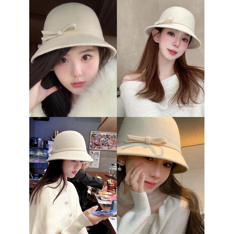 Mũ dạ nơ vành nhỏ hàn quốc