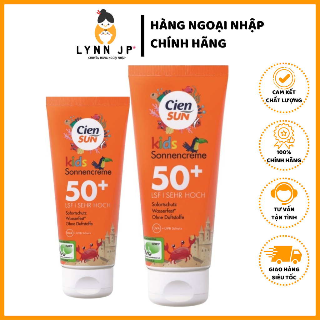 Kem chống nắng Cien Sun kids Sonnencreme SPF 50+ 100ml cho bé 2t+