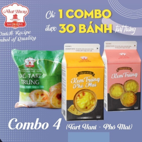 Combo Tart Trứng Và Kem Trứng Vani 500g – Phô Mai 500g (Cb4)