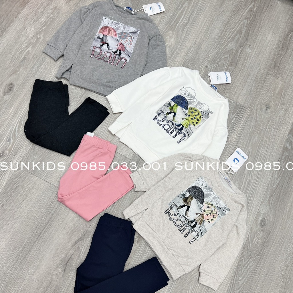 Bộ thu đông bé gái Mayo.ral Rain cô gái cầm ô