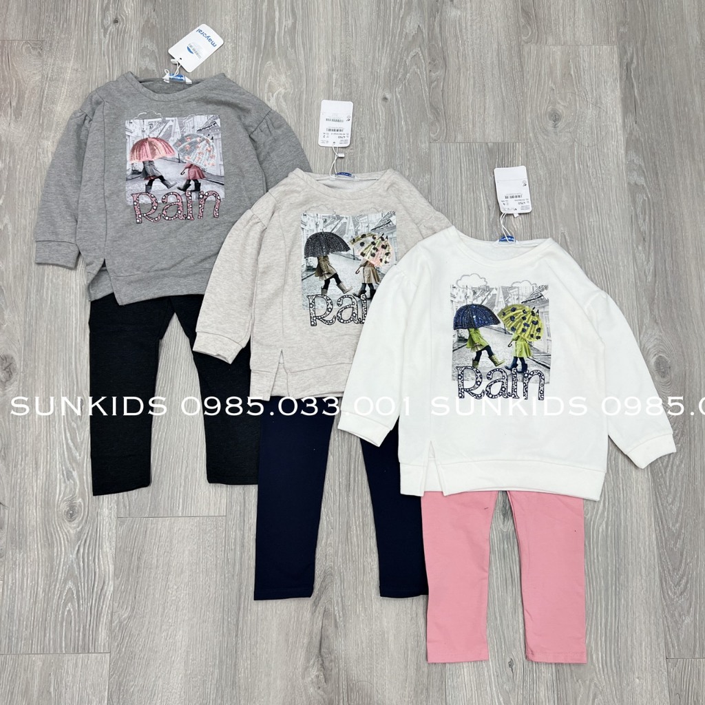 Bộ thu đông bé gái Mayo.ral Rain cô gái cầm ô