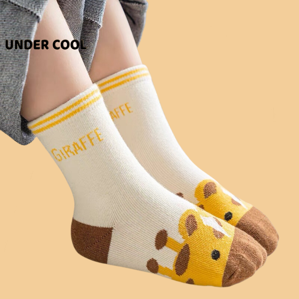 Set 5 Đôi Tất Huơu Cao Cổ Cho Bé UNDERCOOL Tone Vàng Sợi Bông Mềm Mại