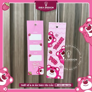 [ KHÔNG KÈM DÂY ] Tag Que Gấu Dâu siêu cute, Tag quần áo hình Gấu Dâu dễ thương - Size 2.6x9cm - Thẻ bài Gấu Dâu
