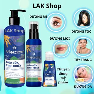 Dầu dừa VIETCOCO nguyên chất ép lạnh bổ sung vitamin E dưỡng da dưỡng môi dưỡng tóc dưỡng mi