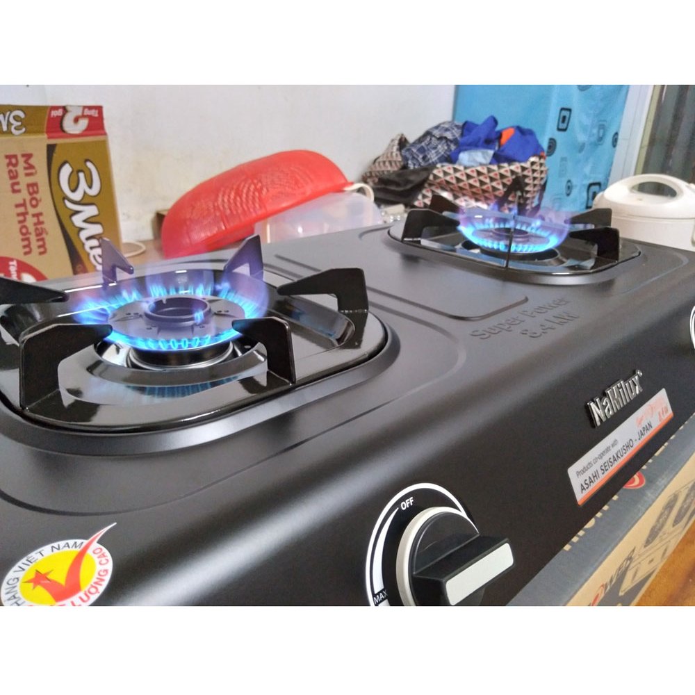Bếp gas đôi Namilux DS2163APF Mặt men ✅ Lửa Xanh, Công Suất Mạnh, Hàng Chính Hãng