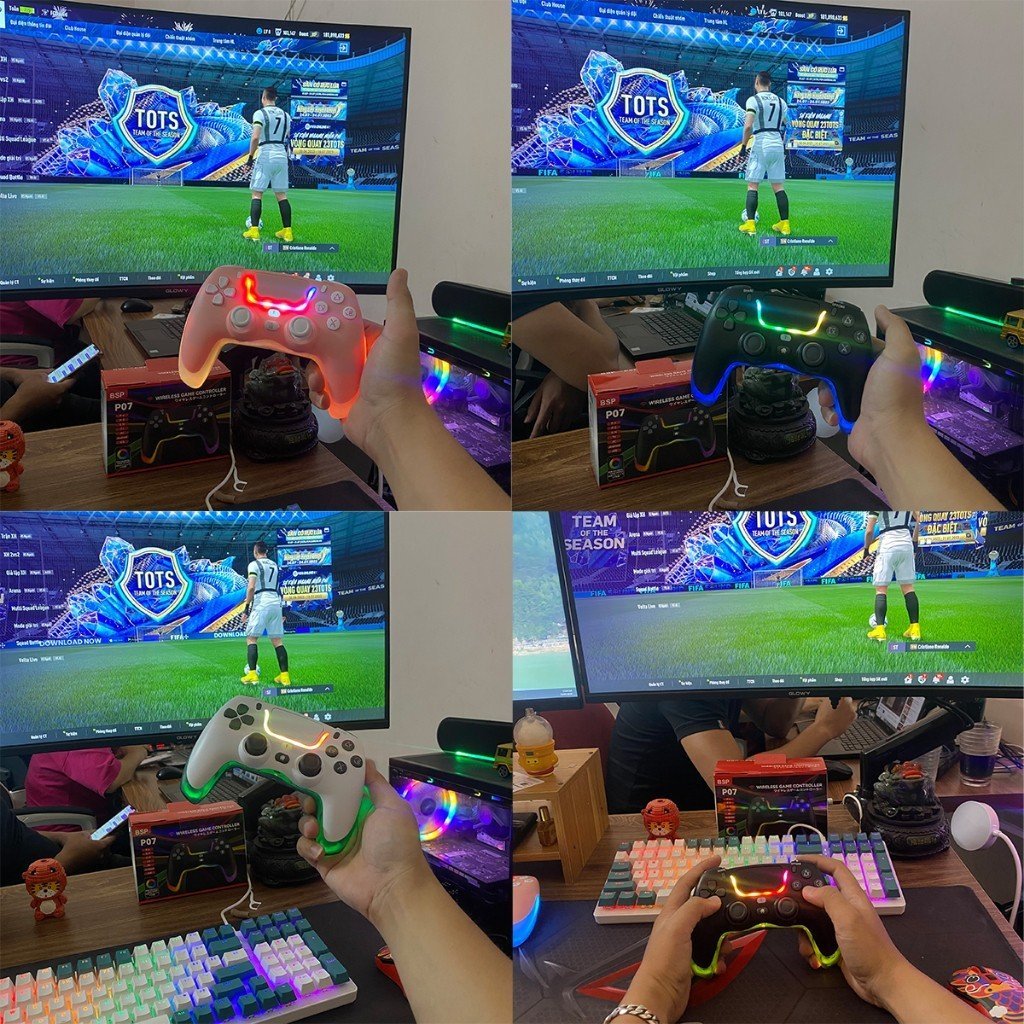 Tay cầm chơi game P4 Plus, Tay cầm chơi game fifa online 4 không dây và có dây, tương thích pc, laptop, điện thoại...