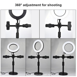 Đèn LiveStream 16cm Để Bàn Tích Hợp 2 Kẹp Điện Thoại Dùng Bán Hàng, Chụp Hình, Quay Video, Make Up