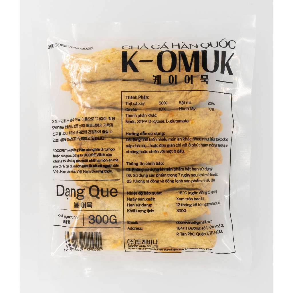 Chả cá Hàn Hàn Quốc dạng que K-Omuk 500g, 1kg