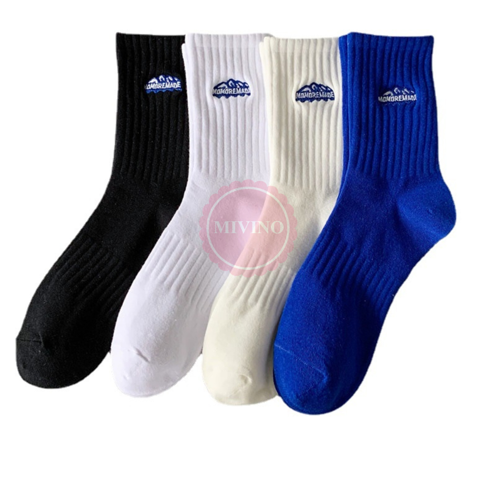 Vớ cổ cao Mivino tất nam nữ in hình basic nhiều màu TN02