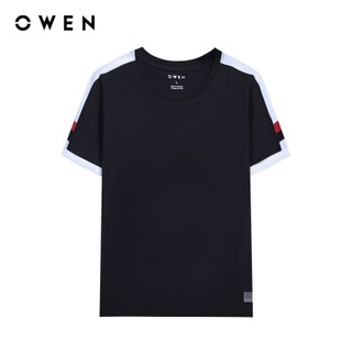 OWEN - Áo thun nam Tshirt ngắn tay Body Fit màu Đen chất liệu CVC Spandex - TSN231455