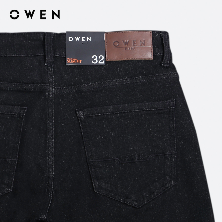 OWEN - Quần jeans Slim Fit màu Đen chất liệu CVC Spandex - QJS231880