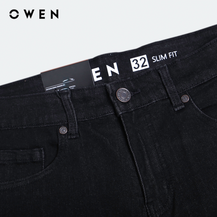 OWEN - Quần jeans Slim Fit màu Đen chất liệu CVC Spandex - QJS231880