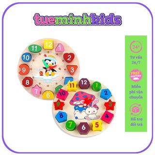 Đồ chơi montessori  Đồ chơi đồng hồ bằng gỗ cho bé học xem giờ Tuệ Minh Kid's