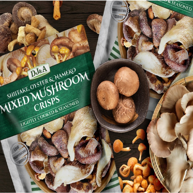 Nấm sấy giòn ăn liền DJ&A Mixed Mushroom Crisps 65g - Nhập khẩu Úc