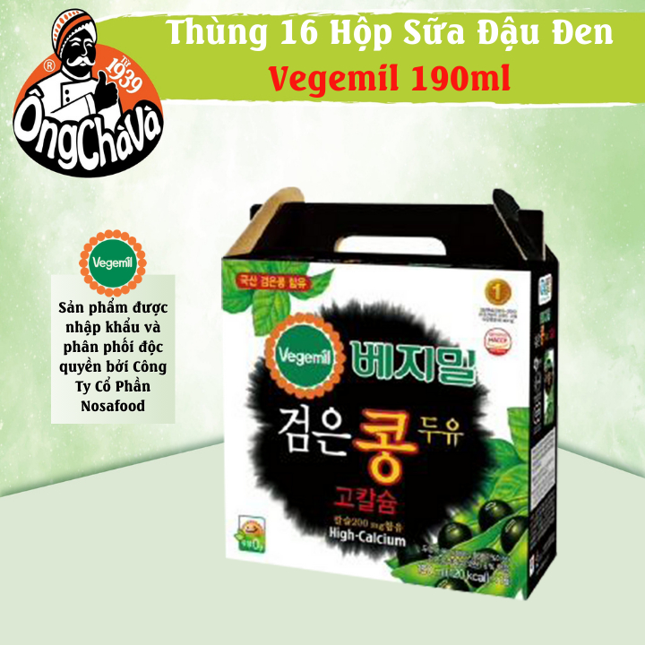 [Hạn Sử Dụng Tháng 04/2024] - Thùng 16 Hộp Sữa Đậu Nành Đậu Đen Vegemil Giàu Canxi 190ml (Black Bean Soymilk)