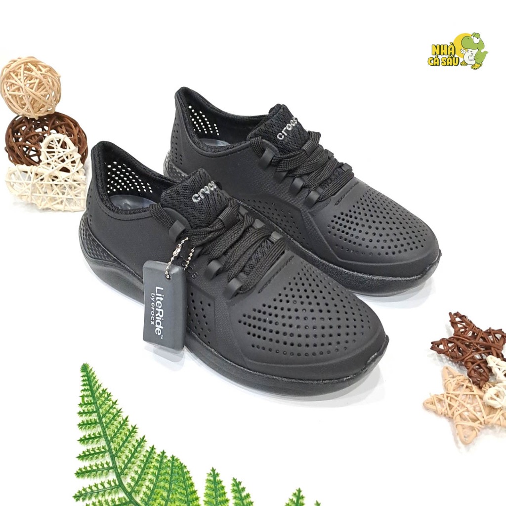 Giày cross literide pacer nam nữ unisex màu đen full, giày buộc dây nam nữ cross literide nhựa đi mưa - Nhà Cá Sấu
