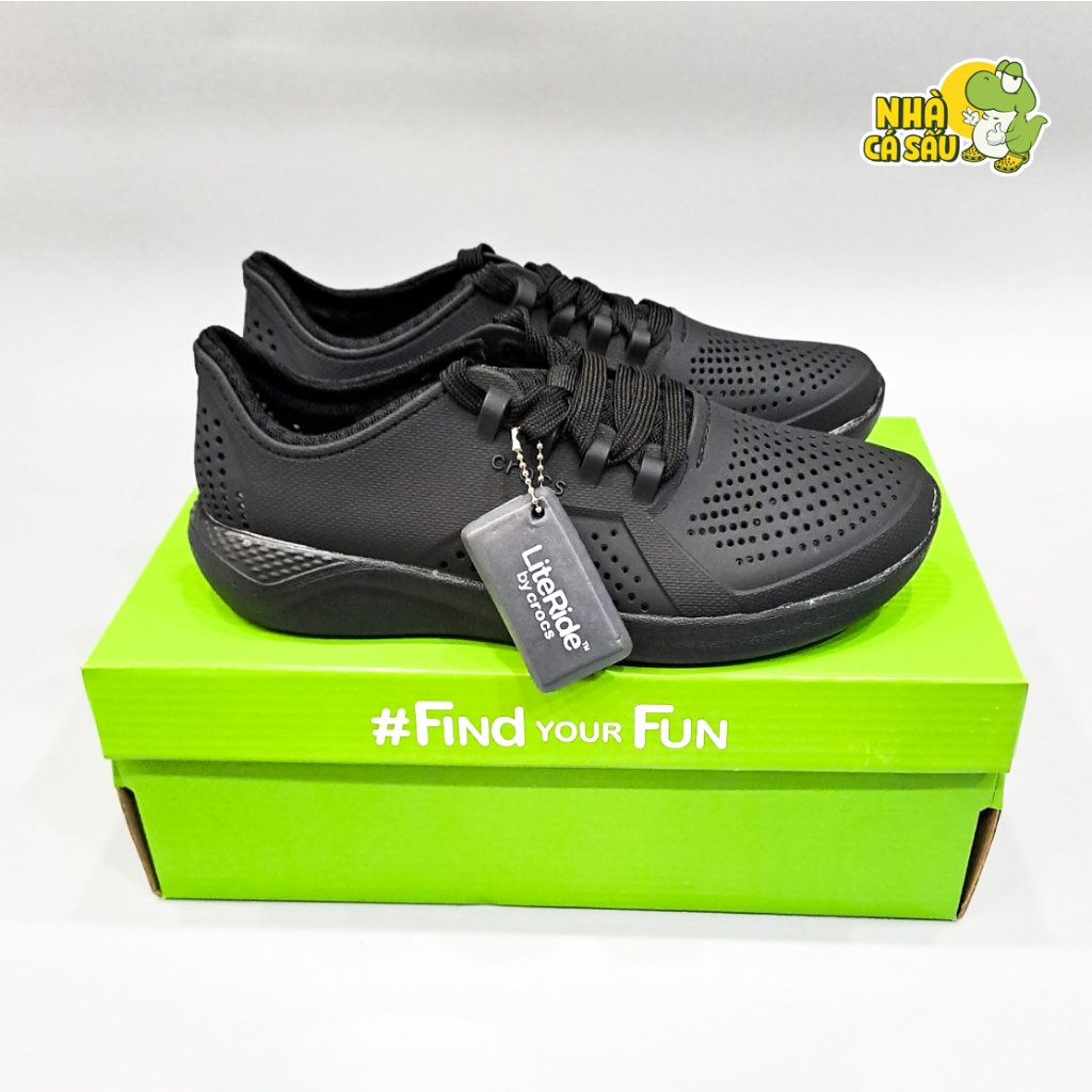 Giày cross literide pacer nam nữ unisex màu đen full, giày buộc dây nam nữ cross literide nhựa đi mưa - Nhà Cá Sấu