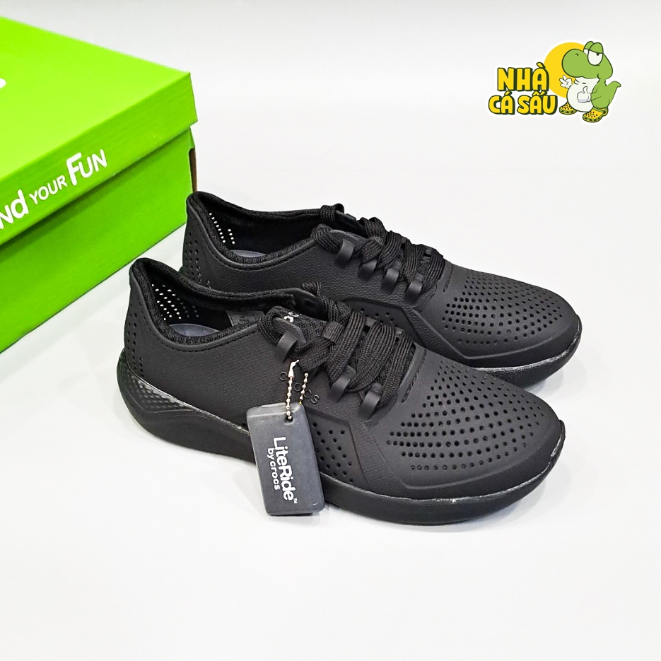 Giày cross literide pacer nam nữ unisex màu đen full, giày buộc dây nam nữ cross literide nhựa đi mưa - Nhà Cá Sấu