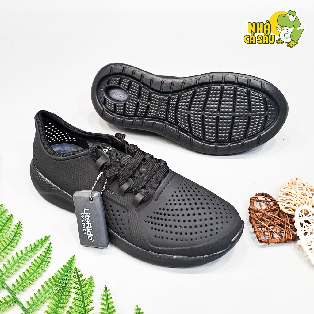 Giày cross literide pacer nam nữ unisex màu đen full, giày buộc dây nam nữ cross literide nhựa đi mưa - Nhà Cá Sấu
