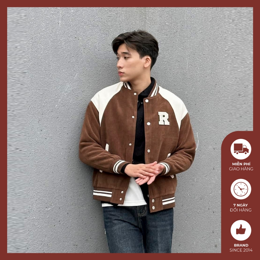 Áo khoác bomber nam Độc menswear vải ánh nhung tổ ong, form suông vừa thiết kế chữ tạo điểm nhấn dễ phối đồ - AK436