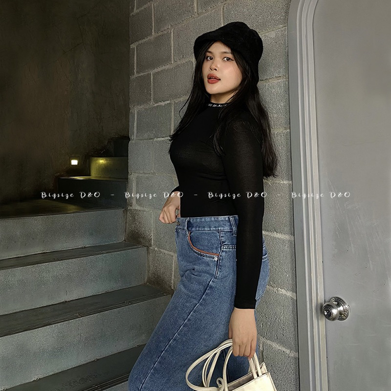 Quần baggy jeans nữ bigsize phối viền túi 2 màu xám/ xanh hợp thời trang, lưng cao, không giãn