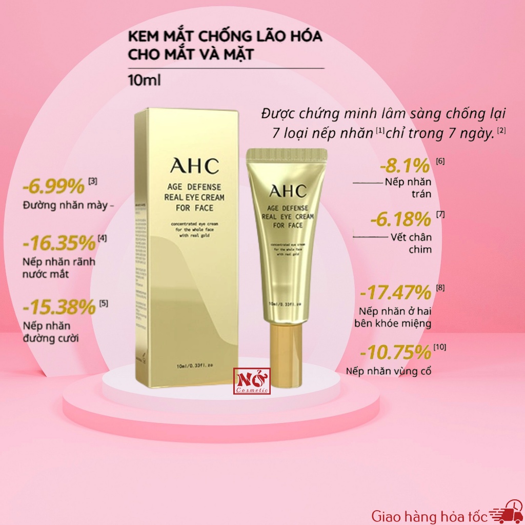 (HKM 10ml 2026) Kem Mắt Chống Lão Hóa Cho Toàn Mặt AHC Age Defense Real Eye Cream For Face 10ml