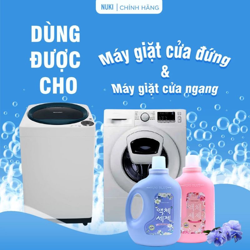 Nước Giặt Xả Hàn Quốc NuKi Blue 2kg,Hương Thơm Dịu Nhẹ,Mềm Vải