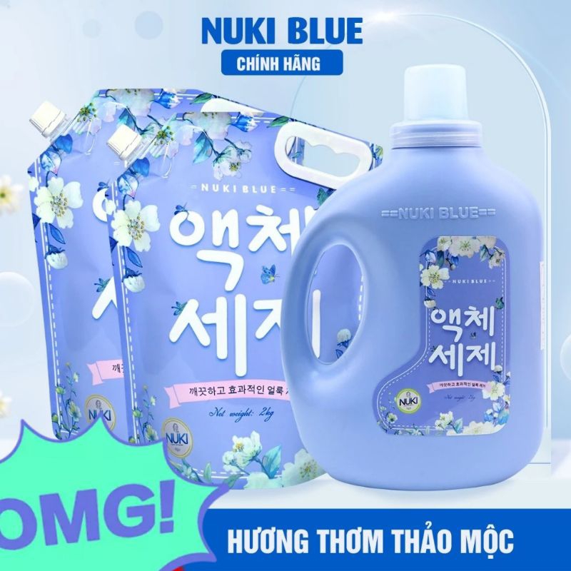 Nước Giặt Xả Hàn Quốc NuKi Blue 2kg,Hương Thơm Dịu Nhẹ,Mềm Vải