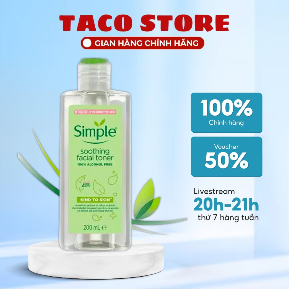 Nước Hoa Hồng Simple Toner Làm Dịu Cân Bằng Độ Ẩm Cho Da 200ml