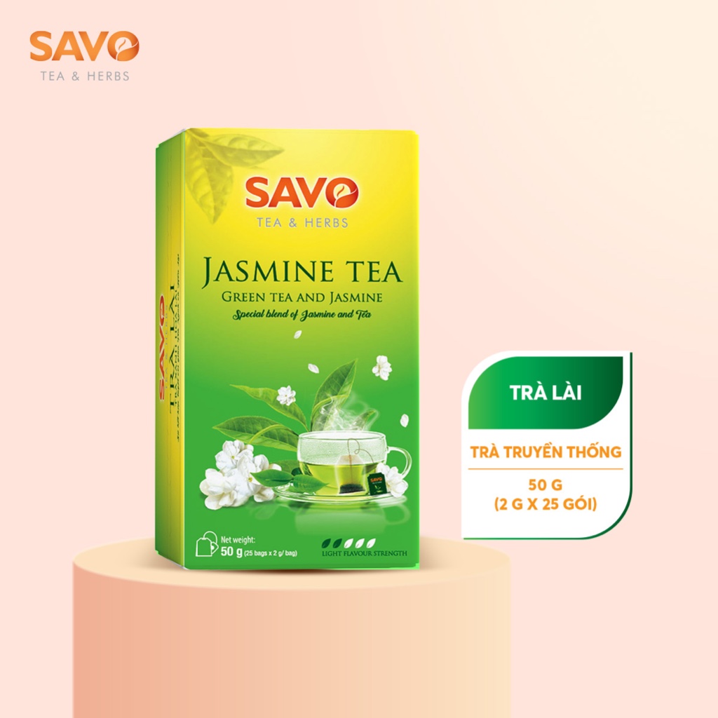 Trà Lài SAVO Tea túi lọc truyền thống (hộp 25 gói x 2g)