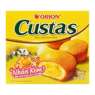  BÁNH CUSTAS ORION NHÂN KEM TRỨNG CAO CẤP HỘP 12 CÁI = 282G 