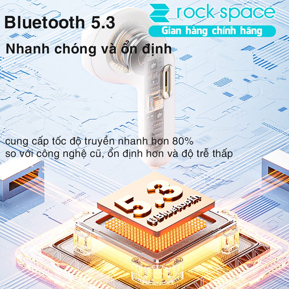 Tai nghe bluetooth không dây nhét tai TWS Rockspace S3 hàng chính hãng bảo hành 1 năm 1 đổi 1