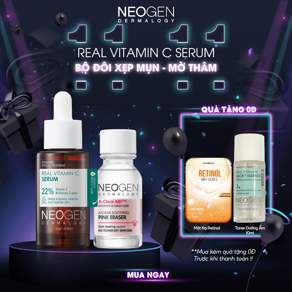 Bộ Sản Phẩm Chấm Mụn & Serum Vitamin C 22% Xẹp Mụn Xoá Thâm Neogen Dermalogy