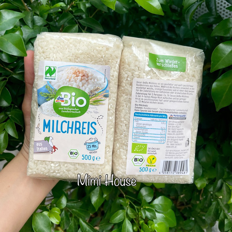 Gạo sữa hữu dmBio Milchreis Đức 500g, an toàn, thơm ngon cho bé ăn dặm