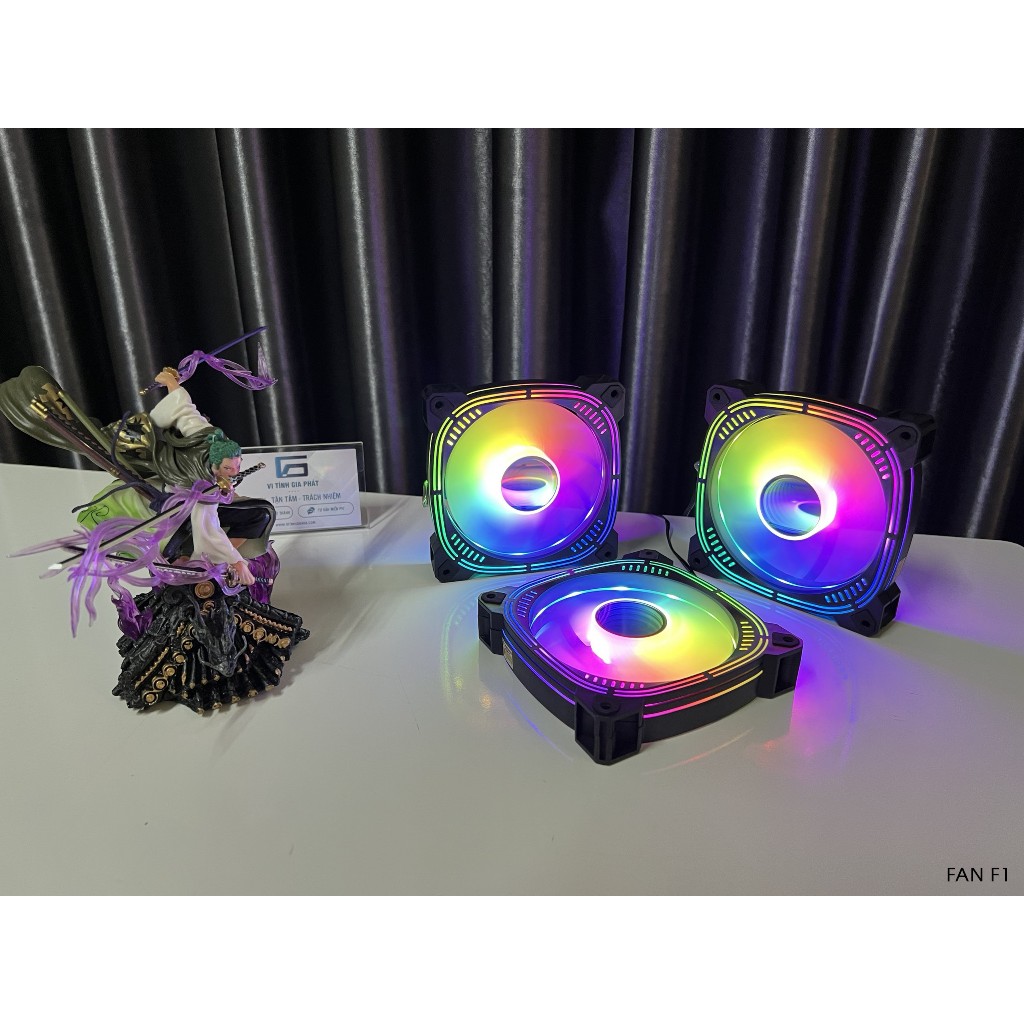 Fan case 12cm Magic Hồng F1 Trắng Đen led RGB không xài hub - dành cho PC máy tính