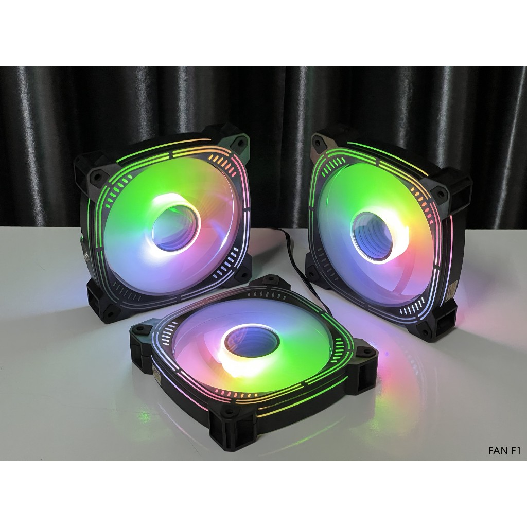 Fan case 12cm Magic Hồng F1 Trắng Đen led RGB không xài hub - dành cho PC máy tính