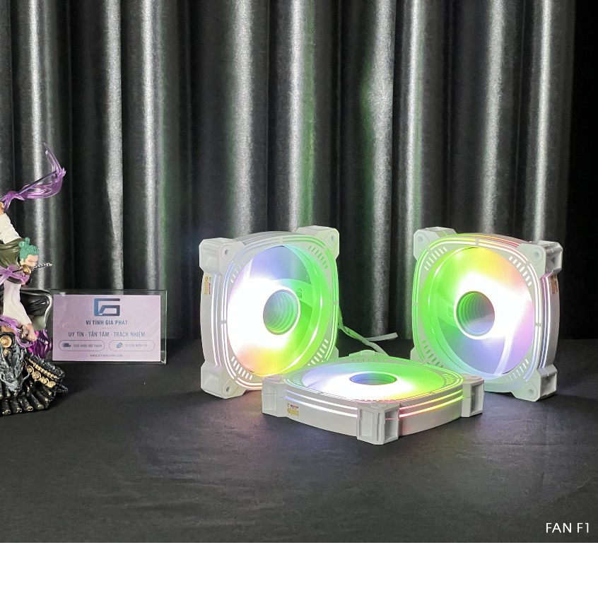 Fan case 12cm Magic Hồng F1 Trắng Đen led RGB không xài hub - dành cho PC máy tính