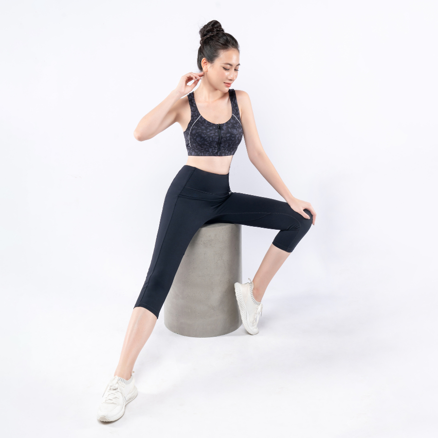 Quần Legging Lửng Tập Gym Yoga All Day Livan Sport Co Giãn Cao Cấp Màu Xanh Than