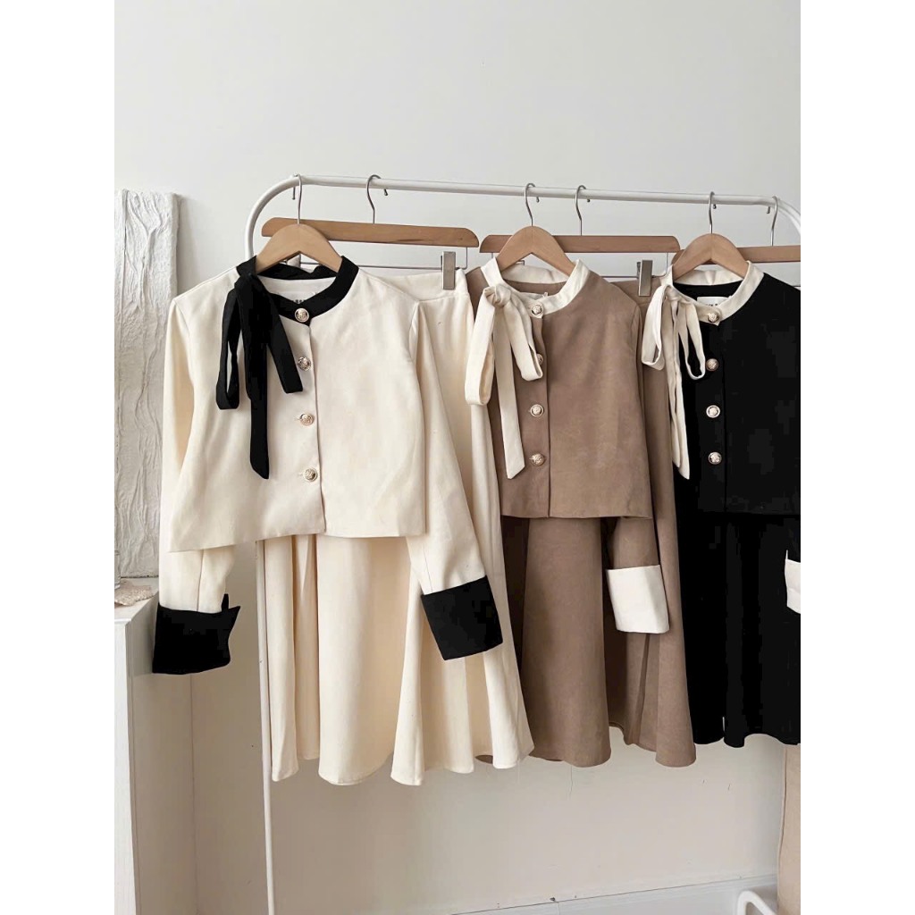 SET VÁY CÁCH ĐIỆU NƠ CỔ TIỂU THƯ HÀNG QUẢNG CHÂU LOẠI 1