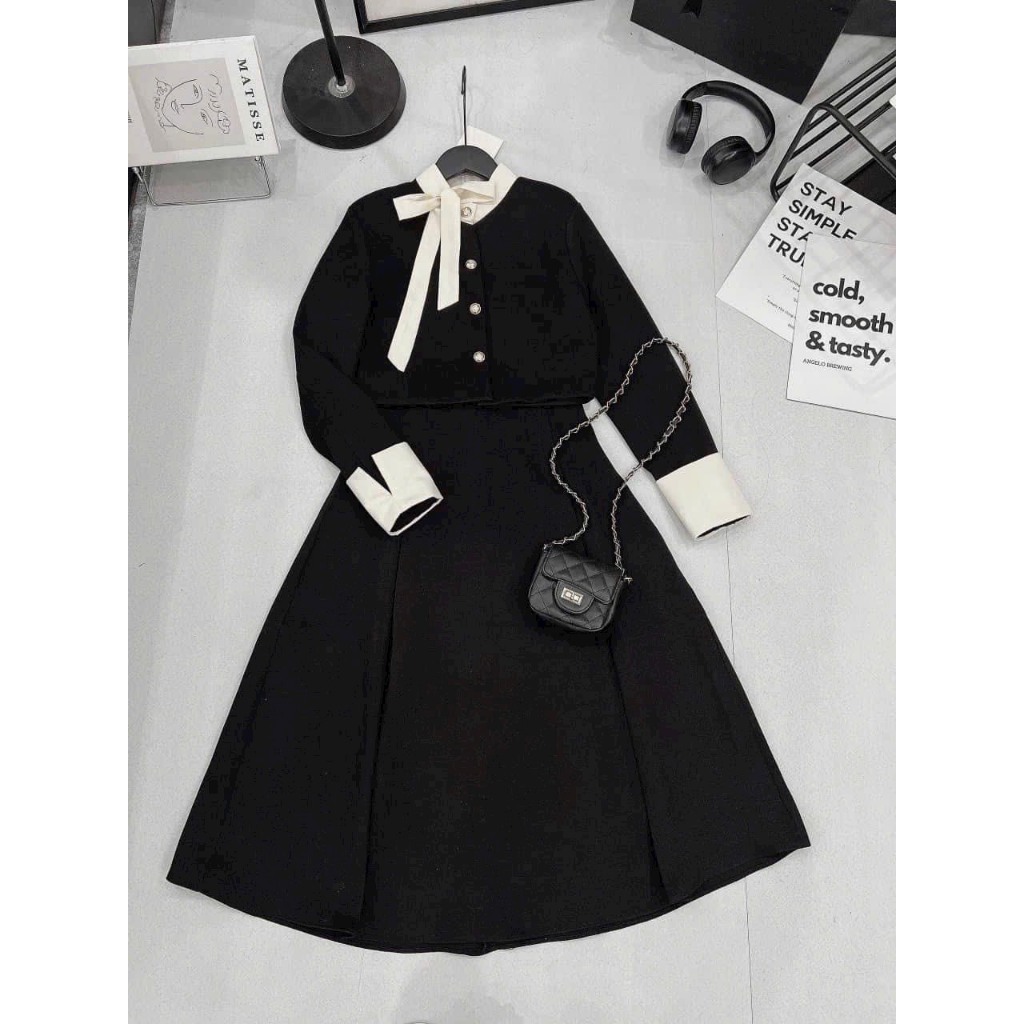 SET VÁY CÁCH ĐIỆU NƠ CỔ TIỂU THƯ HÀNG QUẢNG CHÂU LOẠI 1