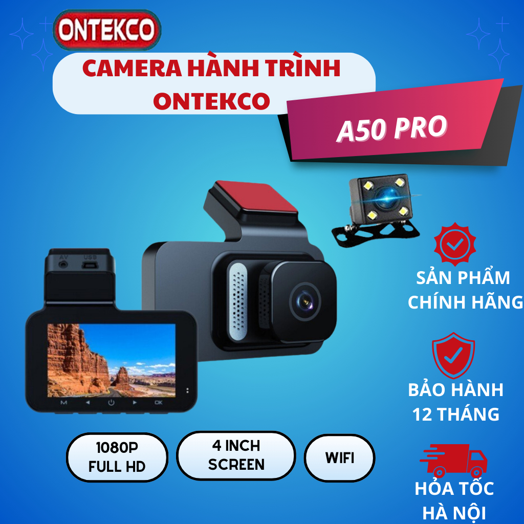 Camera hành trình ô tô ONTEKCO A50 PROMAX , Có wifi xem video qua app VIIDURE trên điện thoại